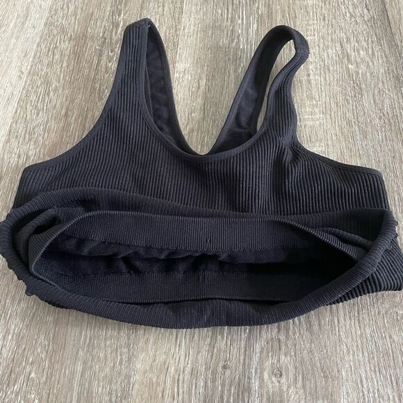 Spiritual Gangster Black Ribbed Built in Bra Crop Tank - Size: M/L - Picture 4 of 5